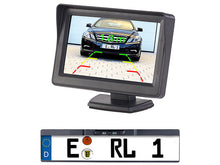 Laden Sie das Bild in den Galerie-Viewer, Funk-Rückfahrkamera im Nummernschild-Halter mit 10,9-cm-TFT-Monitor (Funk Rückfahrkamera Komplettsystem)