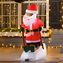 Laden Sie das Bild in den Galerie-Viewer, Aufblasbarer Weihnachtsmann auf Skiern, 124 cm mit LED-Beleuchtung. Weihnachten Deko Luftfigur
