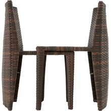 Laden Sie das Bild in den Galerie-Viewer, Polyrattan Sitzgruppe 2er Set mit Tisch. Bistrotisch, Bistroset. platzsparend ineinander zu schieben. 3 Farben.
