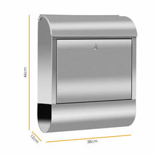 Laden Sie das Bild in den Galerie-Viewer, Extra großer Edelstahl Briefkasten XXL Schwarz oder Edelstahl. 38 x 12 x 46 cm