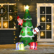 Laden Sie das Bild in den Galerie-Viewer, Aufblasbarer Tannenbaum mit Nikolaus und Schneemann, 210 cm mit LED-Beleuchtung. Weihnachten Deko Luftfigur