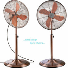 Laden Sie das Bild in den Galerie-Viewer, Standventilator Ø40 cm Luftkühler Ventilator 60W Lüfter Metall Chrom, Kupfer oder Schwarzmetall