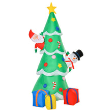 Laden Sie das Bild in den Galerie-Viewer, Aufblasbarer Tannenbaum mit Nikolaus und Schneemann, 210 cm mit LED-Beleuchtung. Weihnachten Deko Luftfigur