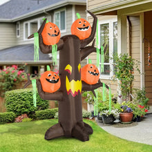 Laden Sie das Bild in den Galerie-Viewer, Aufblasbarer riesiger Spukbaum mit Kürbissen, 240 cm mit LED-Beleuchtung. Halloween Deko Luftfigur