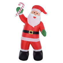 Laden Sie das Bild in den Galerie-Viewer, Aufblasbarer Weihnachtsmann mit Zuckerstange, 243 cm mit LED-Beleuchtung. Weihnachten Deko Luftfigur