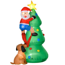 Laden Sie das Bild in den Galerie-Viewer, Aufblasbarer Tannenbaum mit Weihnachtsmann und Hund, 180 cm mit LED-Beleuchtung. Weihnachten Deko Luftfigur