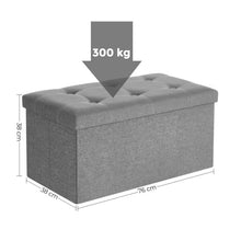 Laden Sie das Bild in den Galerie-Viewer, Sitzbank mit Stauraum, Sitztruhe, Sitzhocker, 80 Liter, 76 x 38 x 38 cm, Bezug aus Leinenimitat,.