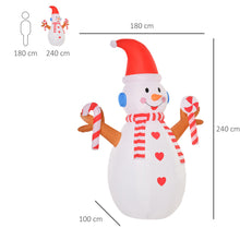Laden Sie das Bild in den Galerie-Viewer, Aufblasbarer Schneemann mit rotierender Beleuchtung, 240 cm mit LED-Beleuchtung. Weihnachten Deko Luftfigur