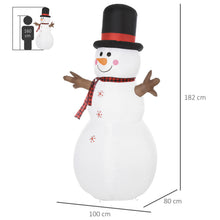 Laden Sie das Bild in den Galerie-Viewer, Aufblasbarer Schneemann, 182 cm mit LED-Beleuchtung. Weihnachten Deko Luftfigur