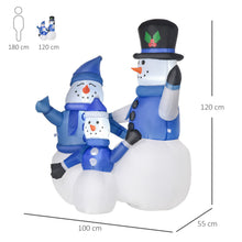 Laden Sie das Bild in den Galerie-Viewer, Aufblasbare Schneemann-Familie, 120 cm mit LED-Beleuchtung. Weihnachten Deko Luftfigur