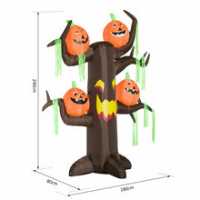 Laden Sie das Bild in den Galerie-Viewer, Aufblasbarer riesiger Spukbaum mit Kürbissen, 240 cm mit LED-Beleuchtung. Halloween Deko Luftfigur