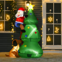Laden Sie das Bild in den Galerie-Viewer, Aufblasbarer Tannenbaum mit Weihnachtsmann und Hund, 180 cm mit LED-Beleuchtung. Weihnachten Deko Luftfigur