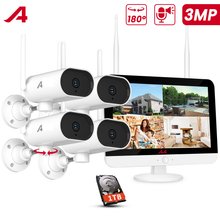 Laden Sie das Bild in den Galerie-Viewer, Überwachungskamera 4x Livebild Kamera Set mit 31 cm Monitor. 5 Megapixel. Schwenkbar. App.