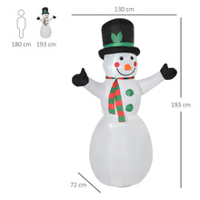 Laden Sie das Bild in den Galerie-Viewer, Aufblasbarer Schneemann, 193 cm mit LED-Beleuchtung. Weihnachten Deko Luftfigur