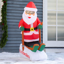 Laden Sie das Bild in den Galerie-Viewer, Aufblasbarer Weihnachtsmann auf Skiern, 124 cm mit LED-Beleuchtung. Weihnachten Deko Luftfigur