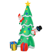Laden Sie das Bild in den Galerie-Viewer, Aufblasbarer Tannenbaum mit Nikolaus und Schneemann, 210 cm mit LED-Beleuchtung. Weihnachten Deko Luftfigur