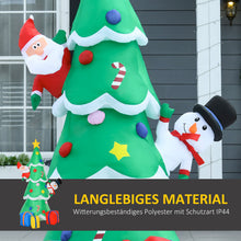 Laden Sie das Bild in den Galerie-Viewer, Aufblasbarer Tannenbaum mit Nikolaus und Schneemann, 210 cm mit LED-Beleuchtung. Weihnachten Deko Luftfigur