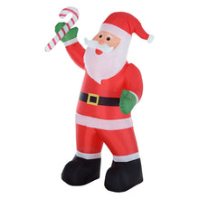 Laden Sie das Bild in den Galerie-Viewer, Aufblasbarer Weihnachtsmann mit Zuckerstange, 243 cm mit LED-Beleuchtung. Weihnachten Deko Luftfigur