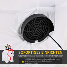 Laden Sie das Bild in den Galerie-Viewer, Aufblasbare Pinguine auf Eisbär, 210 cm mit LED-Beleuchtung. Weihnachten Deko Luftfigur