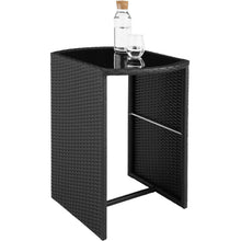 Laden Sie das Bild in den Galerie-Viewer, Polyrattan Sitzgruppe 2er Set mit Tisch. Bistrotisch, Bistroset. platzsparend ineinander zu schieben. 3 Farben.