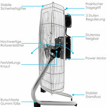 Laden Sie das Bild in den Galerie-Viewer, Windmaschine Bodenventilator Ø50 cm mit 100 Watt. Extrem stark aber sehr leise