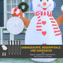 Laden Sie das Bild in den Galerie-Viewer, Aufblasbarer Schneemann mit rotierender Beleuchtung, 240 cm mit LED-Beleuchtung. Weihnachten Deko Luftfigur