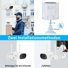 Laden Sie das Bild in den Galerie-Viewer, Überwachungskamera 4x Livebild Kamera Set mit 31 cm Monitor. 5 Megapixel. Schwenkbar. App.