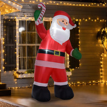 Laden Sie das Bild in den Galerie-Viewer, Aufblasbarer Weihnachtsmann mit Zuckerstange, 243 cm mit LED-Beleuchtung. Weihnachten Deko Luftfigur