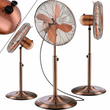 Laden Sie das Bild in den Galerie-Viewer, Standventilator Ø40 cm Luftkühler Ventilator 60W Lüfter Metall Chrom, Kupfer oder Schwarzmetall