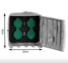 Laden Sie das Bild in den Galerie-Viewer, Garten-Steckdose. 4-fach Verteiler. In Steinoptik. Mit Netzkabel 3 Meter.