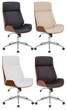 Laden Sie das Bild in den Galerie-Viewer, Designer-Bürostuhl VARRELL Chefsessel Leder-Holz-Kombination