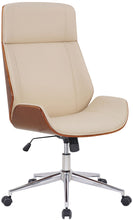 Laden Sie das Bild in den Galerie-Viewer, Designer-Bürostuhl VARRELL Chefsessel Leder-Holz-Kombination