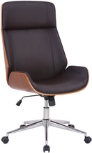 Laden Sie das Bild in den Galerie-Viewer, Designer-Bürostuhl VARRELL Chefsessel Leder-Holz-Kombination