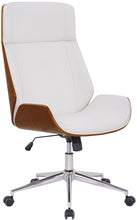 Laden Sie das Bild in den Galerie-Viewer, Designer-Bürostuhl VARRELL Chefsessel Leder-Holz-Kombination
