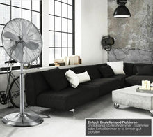 Laden Sie das Bild in den Galerie-Viewer, Standventilator Ø40 cm Luftkühler Ventilator 60W Lüfter Metall Chrom, Kupfer oder Schwarzmetall